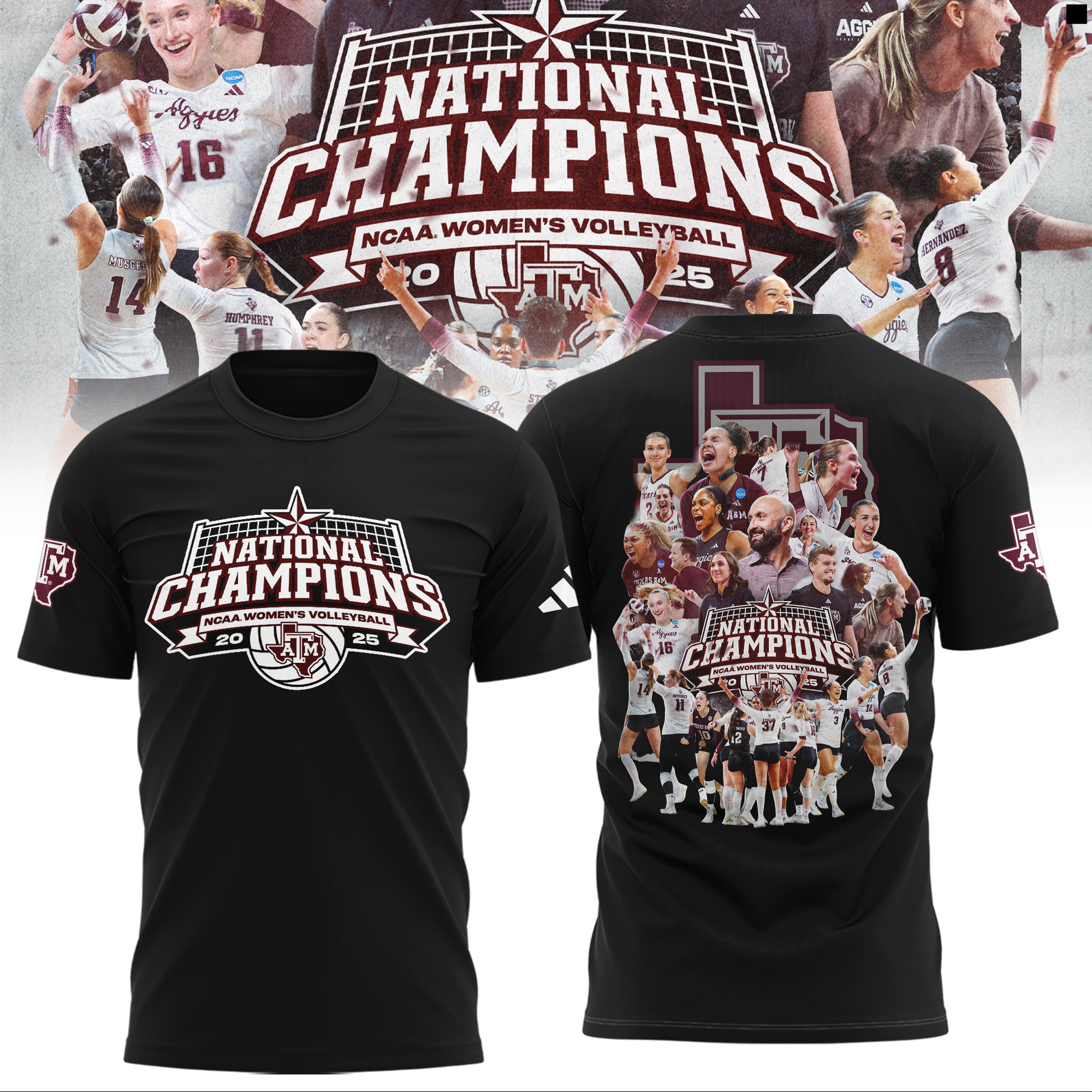 Texas A&M Aggies 2025 NCAA Women’s Volleyball National Champions Combo Texas A&M Aggies 2025 NCAA Women’s Volleyball National Champions Combo