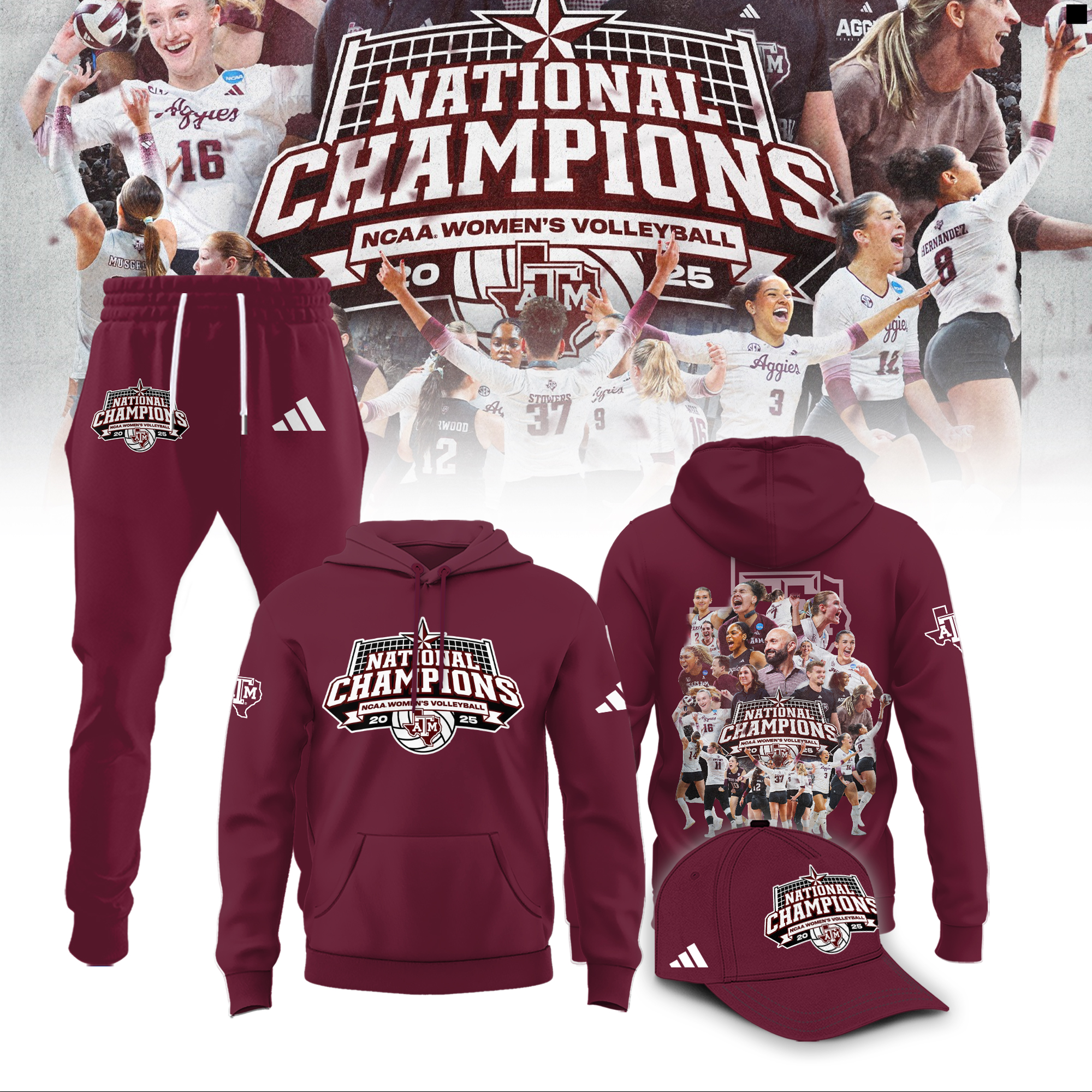Texas A&M Aggies 2025 NCAA Women’s Volleyball National Champions Combo Texas A&M Aggies 2025 NCAA Women’s Volleyball National Champions Combo