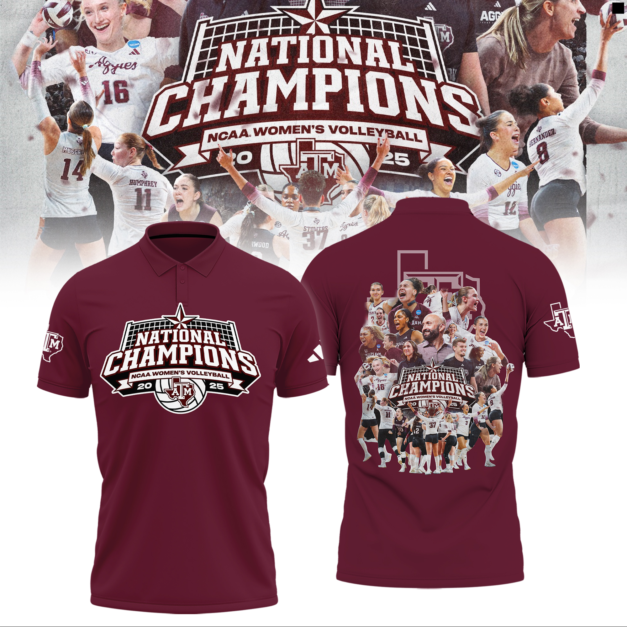 Texas A&M Aggies 2025 NCAA Women’s Volleyball National Champions Combo Texas A&M Aggies 2025 NCAA Women’s Volleyball National Champions Combo