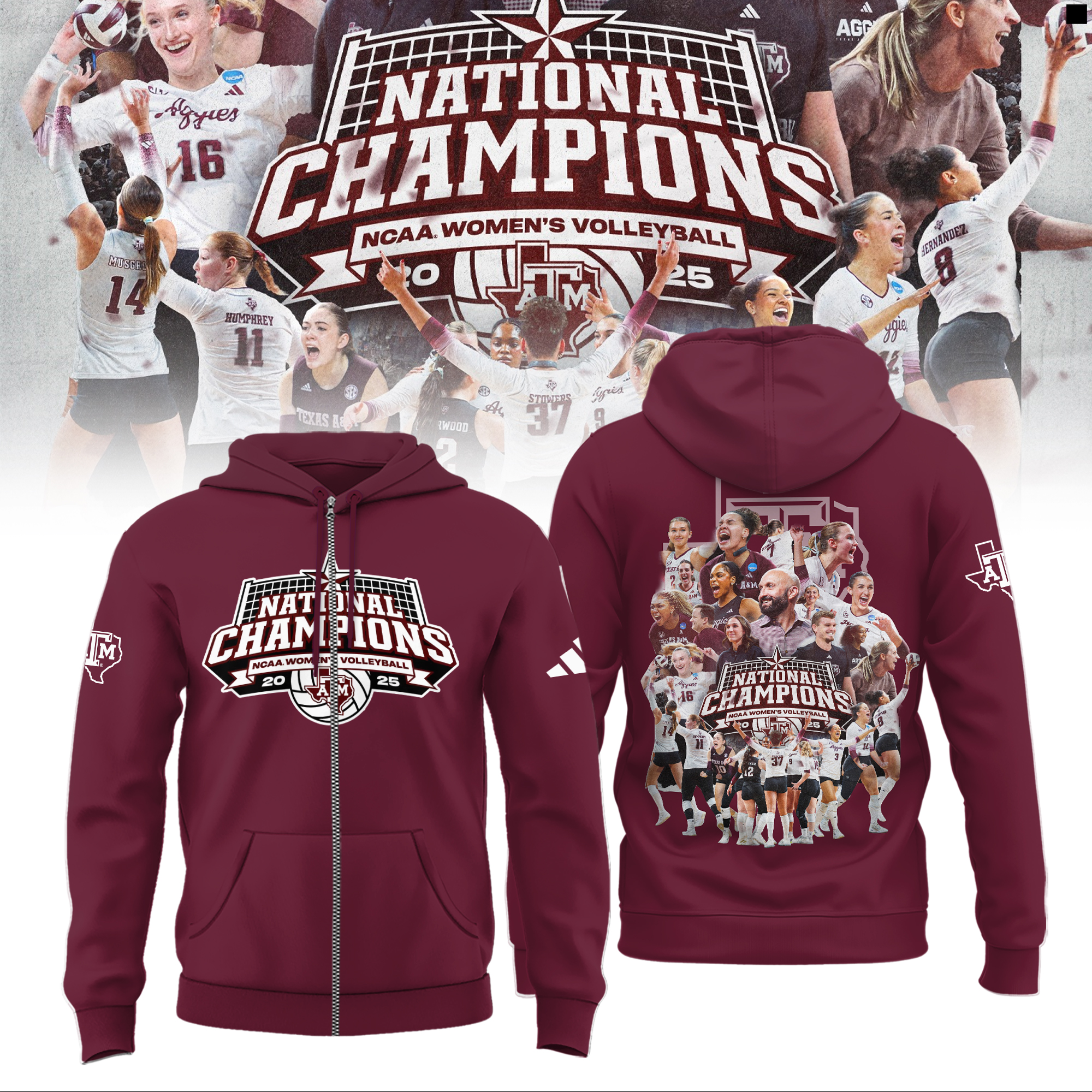 Texas A&M Aggies 2025 NCAA Women’s Volleyball National Champions Combo Texas A&M Aggies 2025 NCAA Women’s Volleyball National Champions Combo