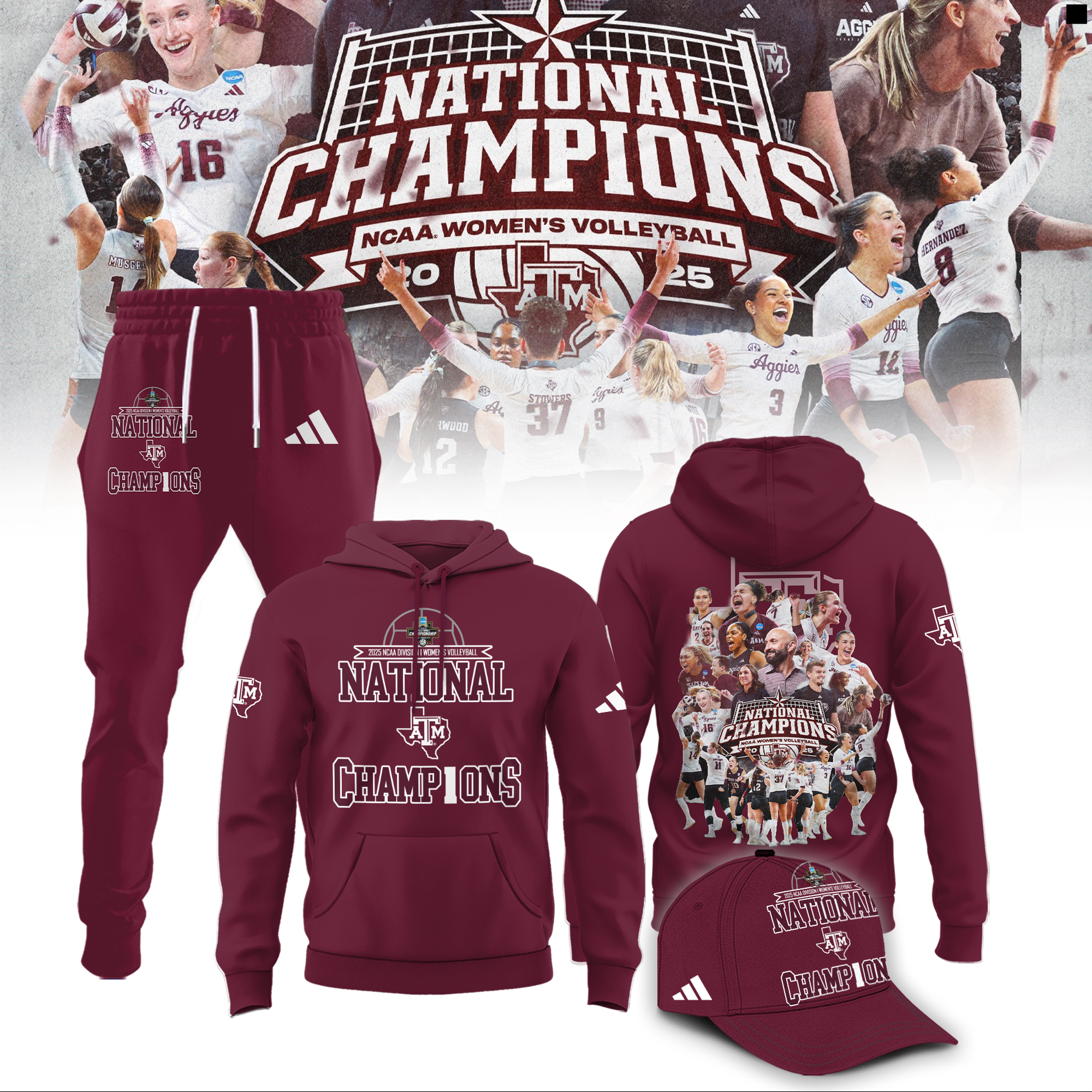 Texas A&M Aggies 2025 NCAA Women’s Volleyball National Champions Combo Texas A&M Aggies 2025 NCAA Women’s Volleyball National Champions Combo