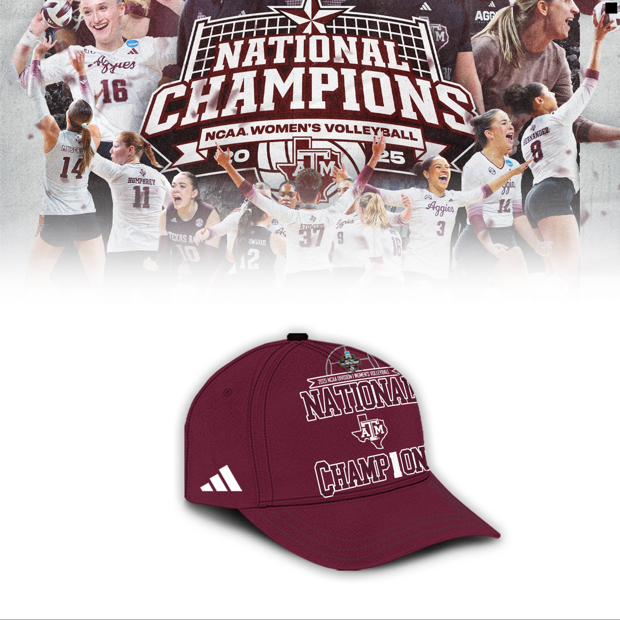 Texas A&M Aggies 2025 NCAA Women’s Volleyball National Champions Combo Texas A&M Aggies 2025 NCAA Women’s Volleyball National Champions Combo