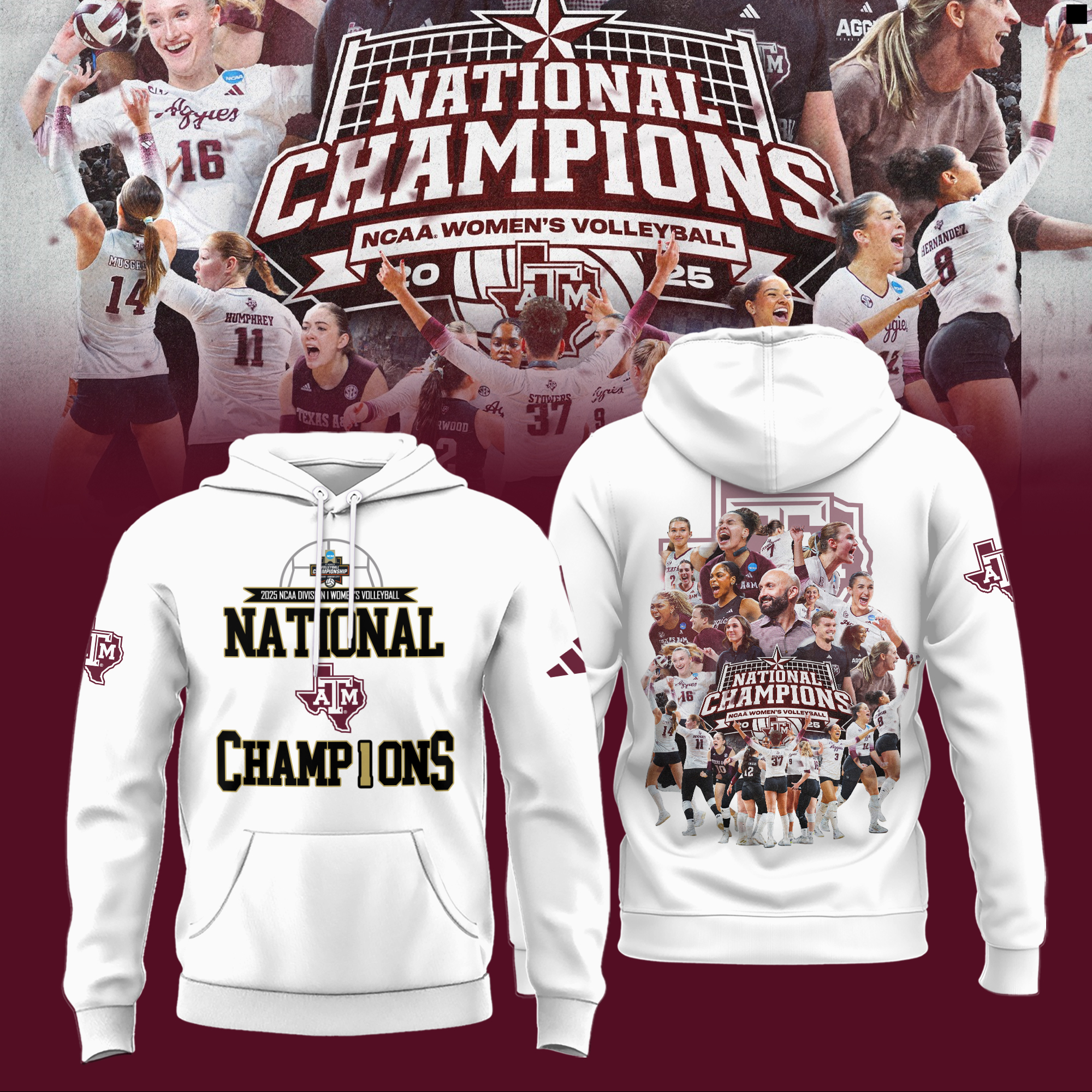 Texas A&M Aggies 2025 NCAA Women’s Volleyball National Champions Combo Texas A&M Aggies 2025 NCAA Women’s Volleyball National Champions Combo