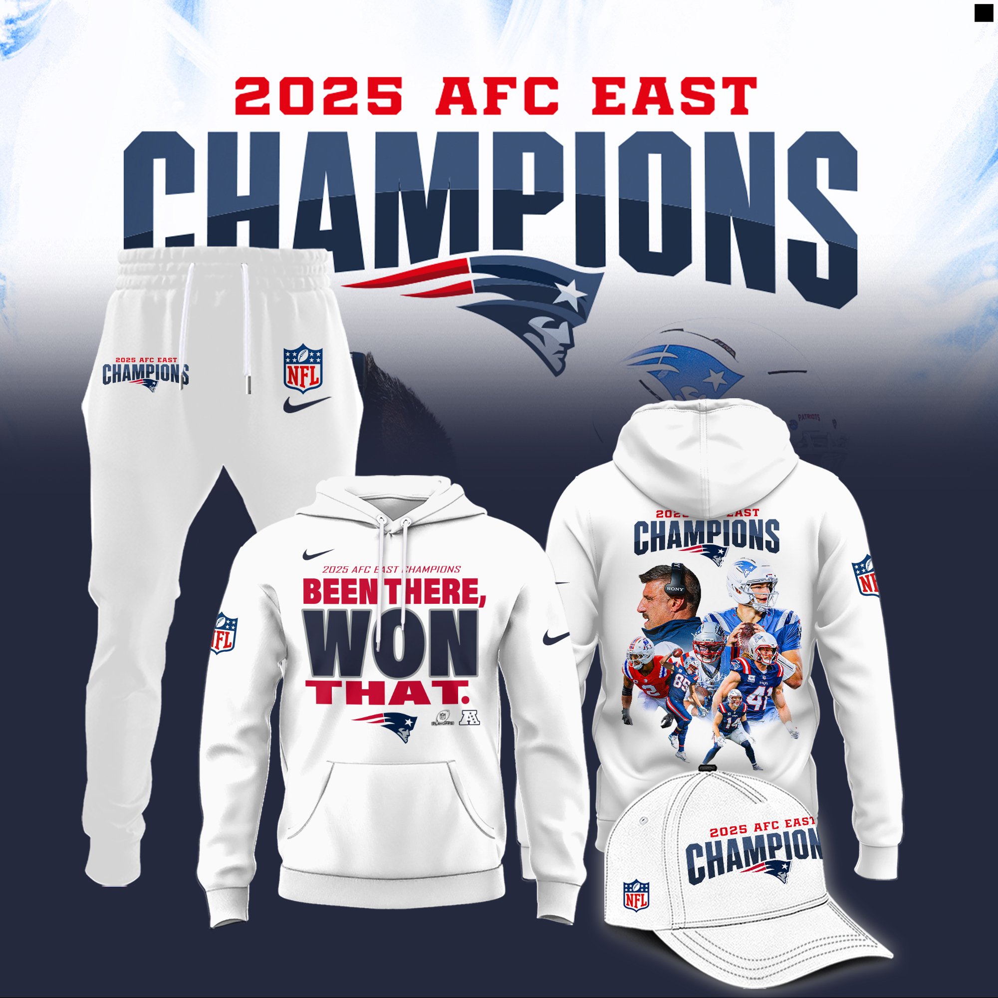 New England Patriots 2025 AFC East Division Champions Combo New England Patriots 2025 AFC East Division Champions Combo