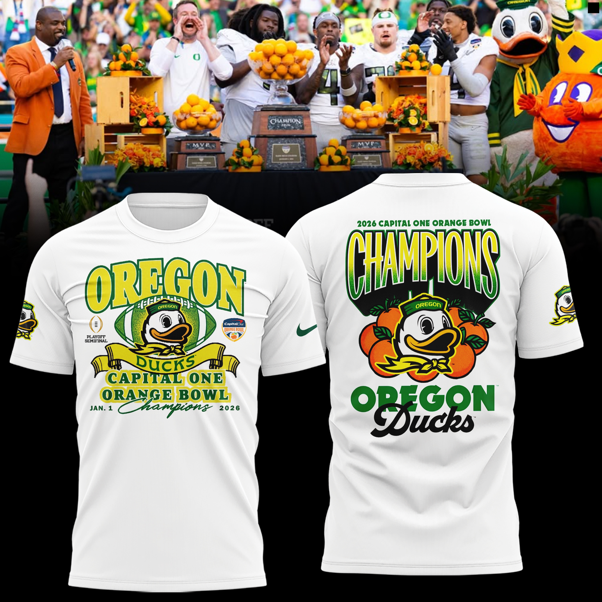 Oregon Ducks 2026 Orange Bowl Champions Shirt Oregon Ducks 2026 Orange Bowl Champions Shirt