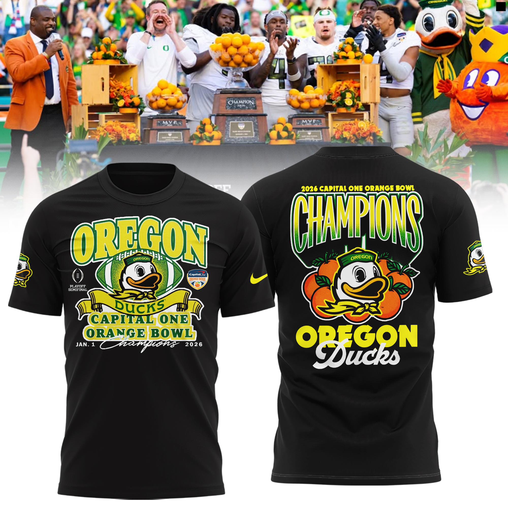Oregon Ducks 2026 Orange Bowl Champions Shirt Oregon Ducks 2026 Orange Bowl Champions Shirt